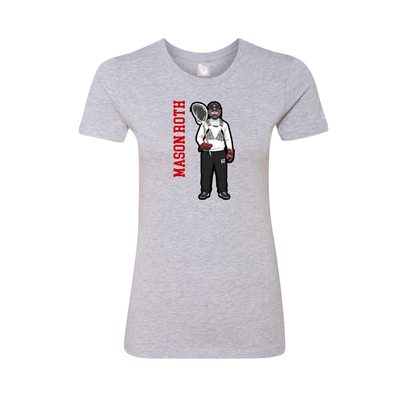 Fitted Women's Tee — Name Vertical in Grey