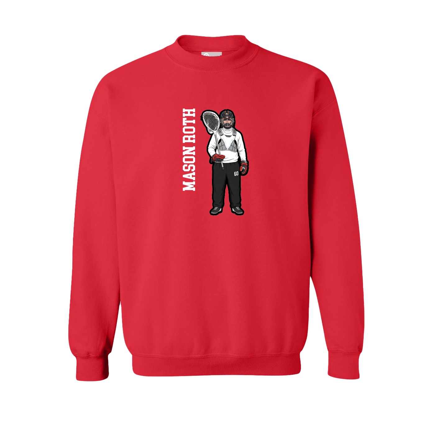 Fleece Crew — Name Vertical in Red