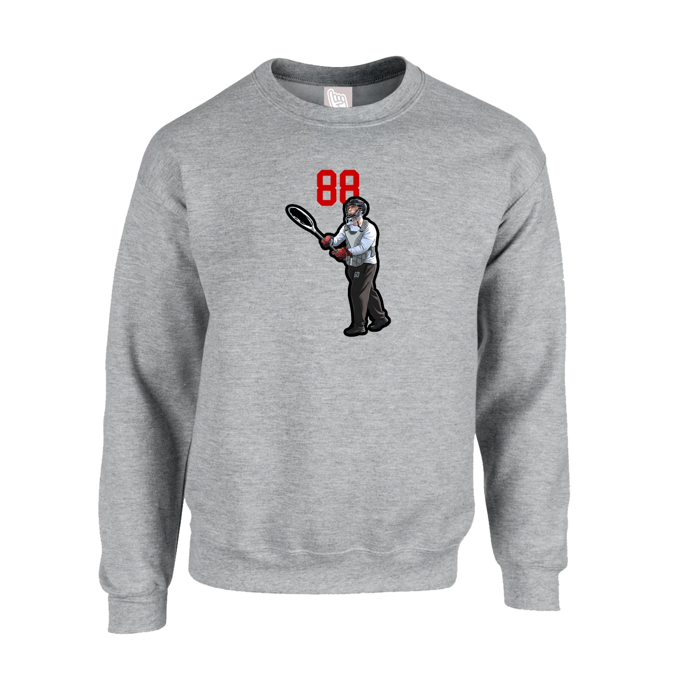 Fleece Crew — Number Top in Grey