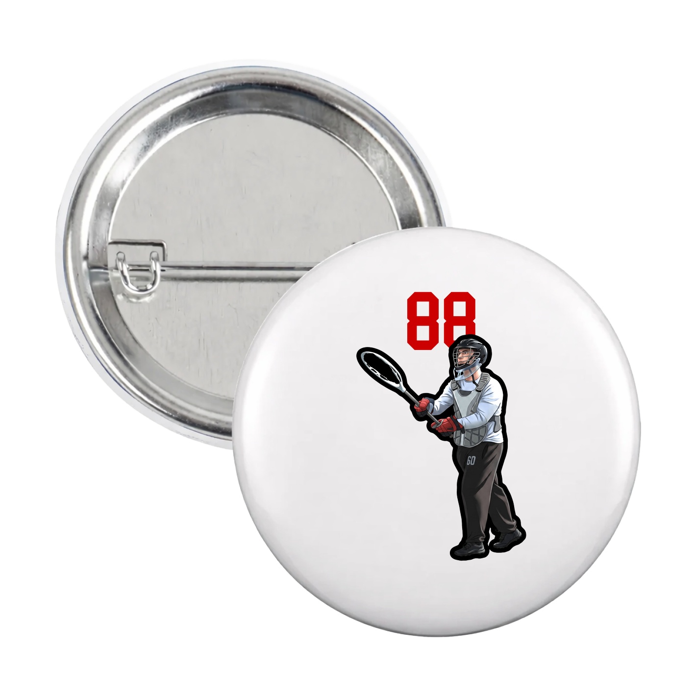 Game Day Button — Number Top in White
