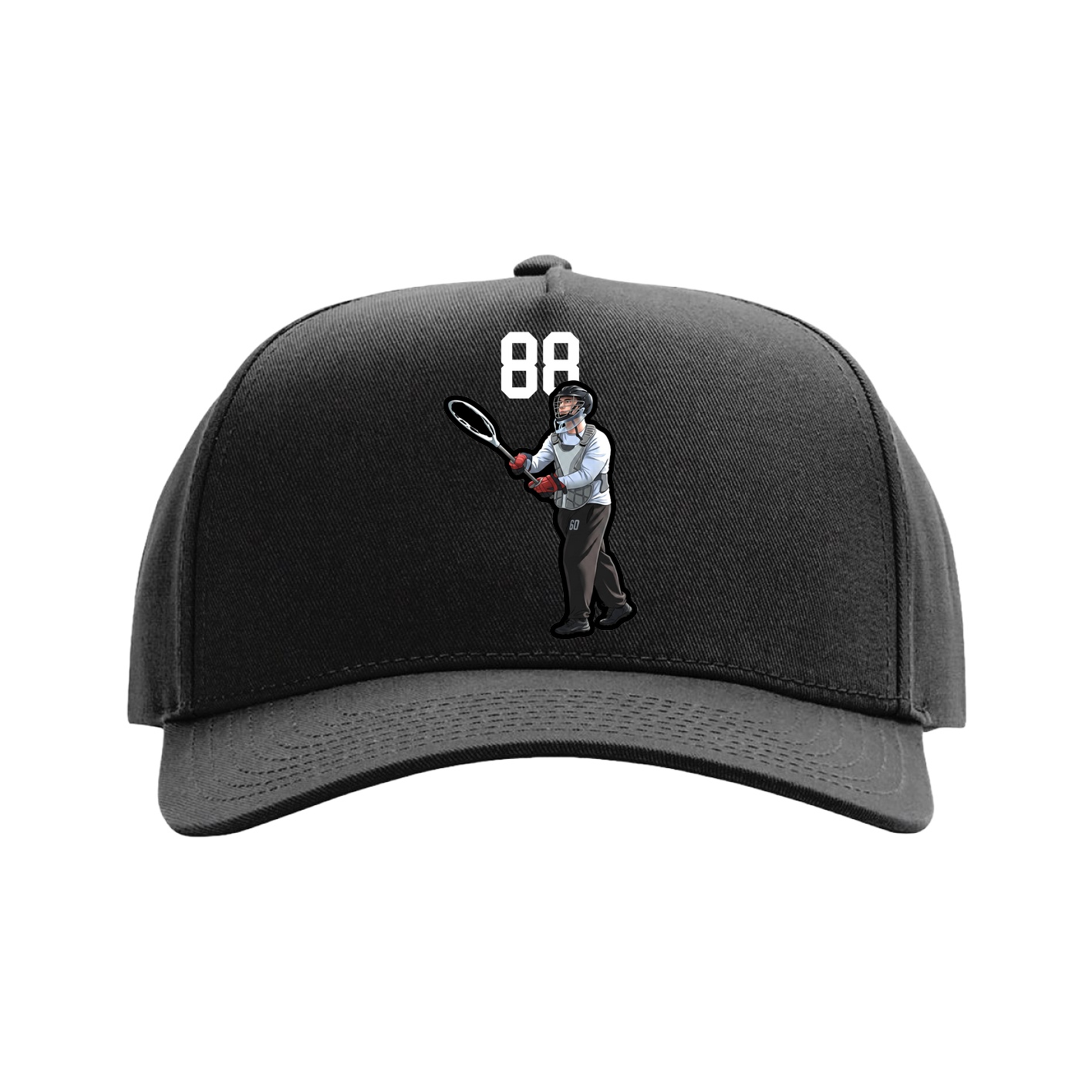 Full Fabric Five-Panel Champ Cap — Number Top in Black
