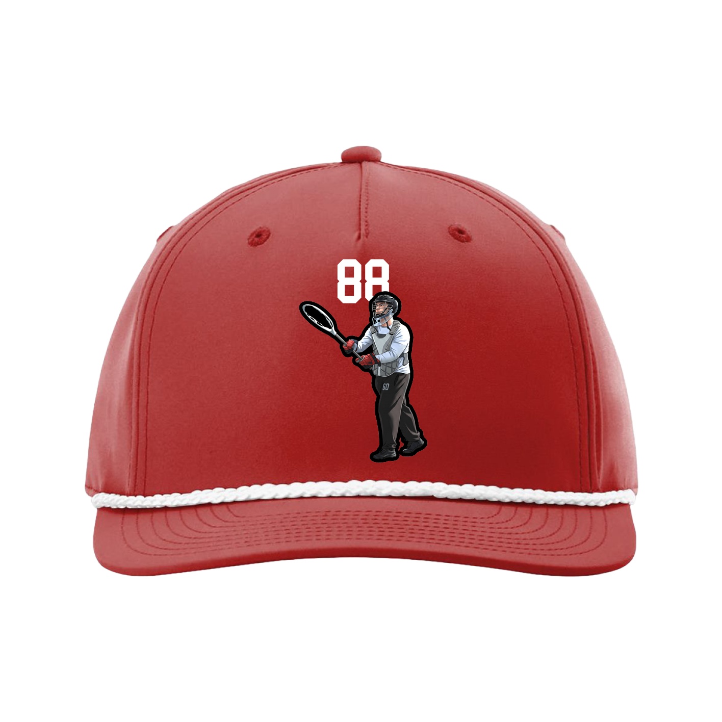 Five-Panel Classic Rope Cap — Number Top in Red