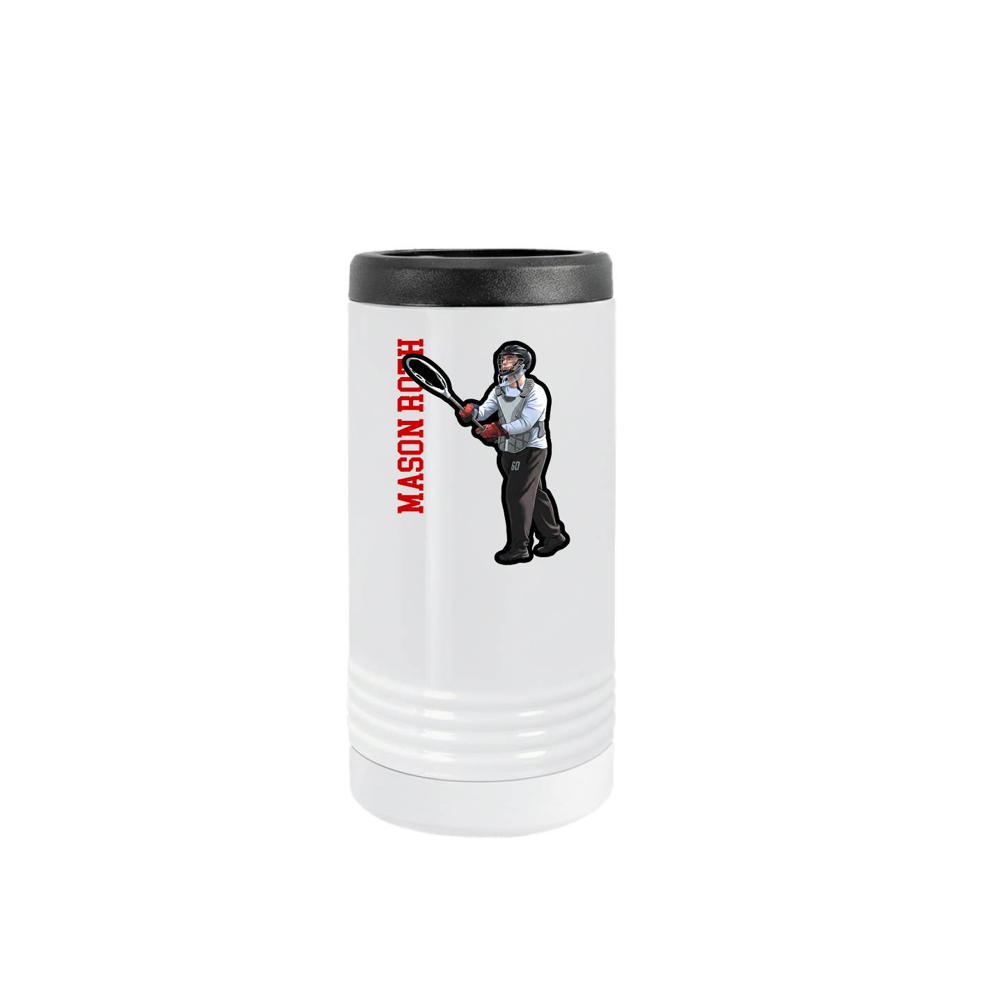 Slim Beverage Holder — Name Vertical in White