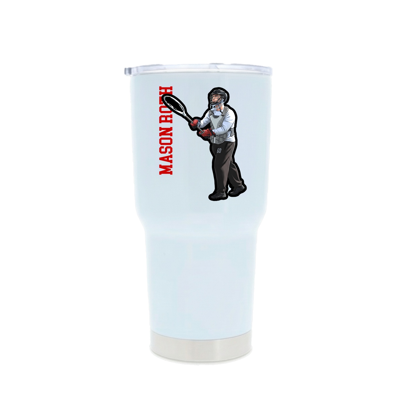 30oz Stainless Steel Tumbler — Name Vertical in White