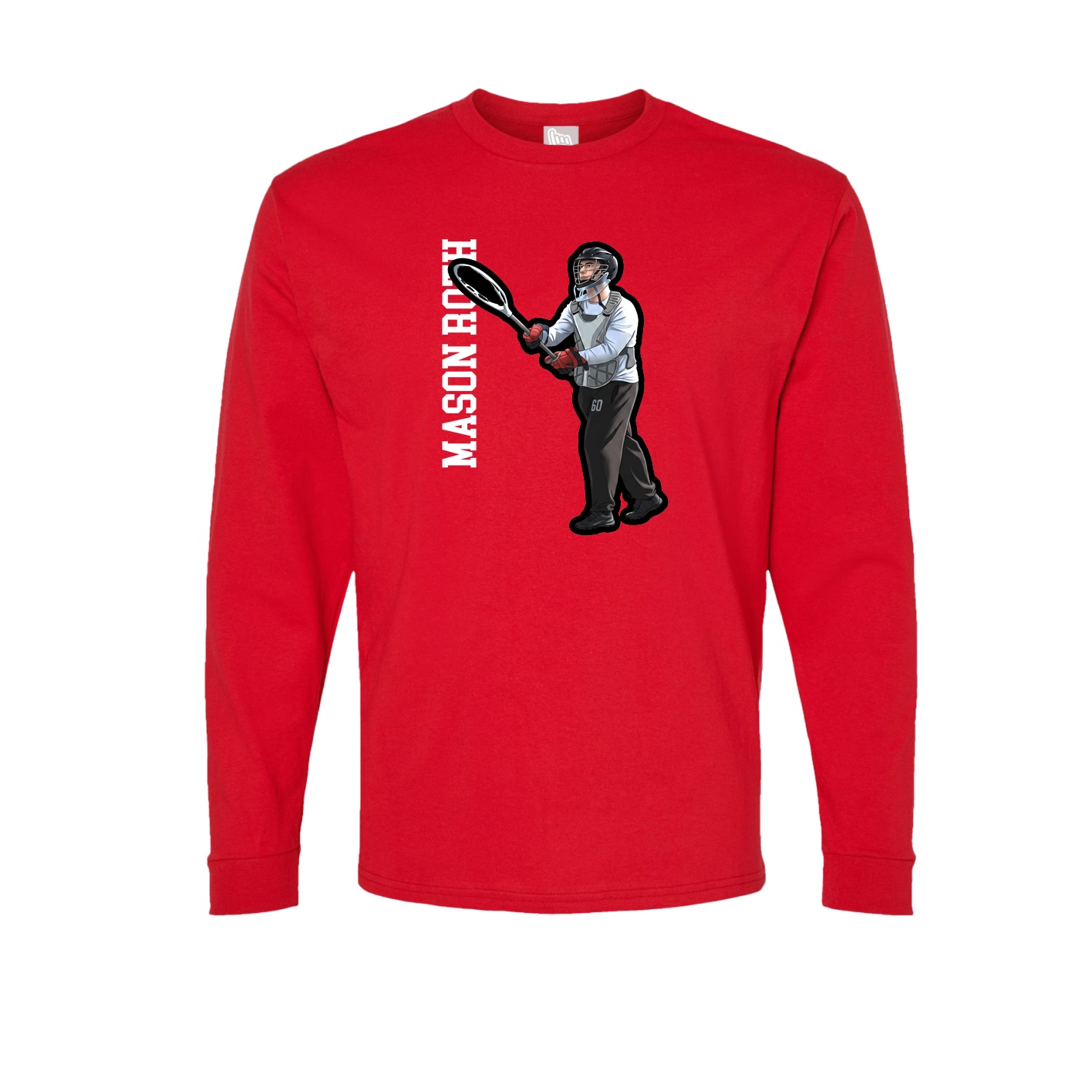 Long Sleeve Tee — Name Vertical in Red