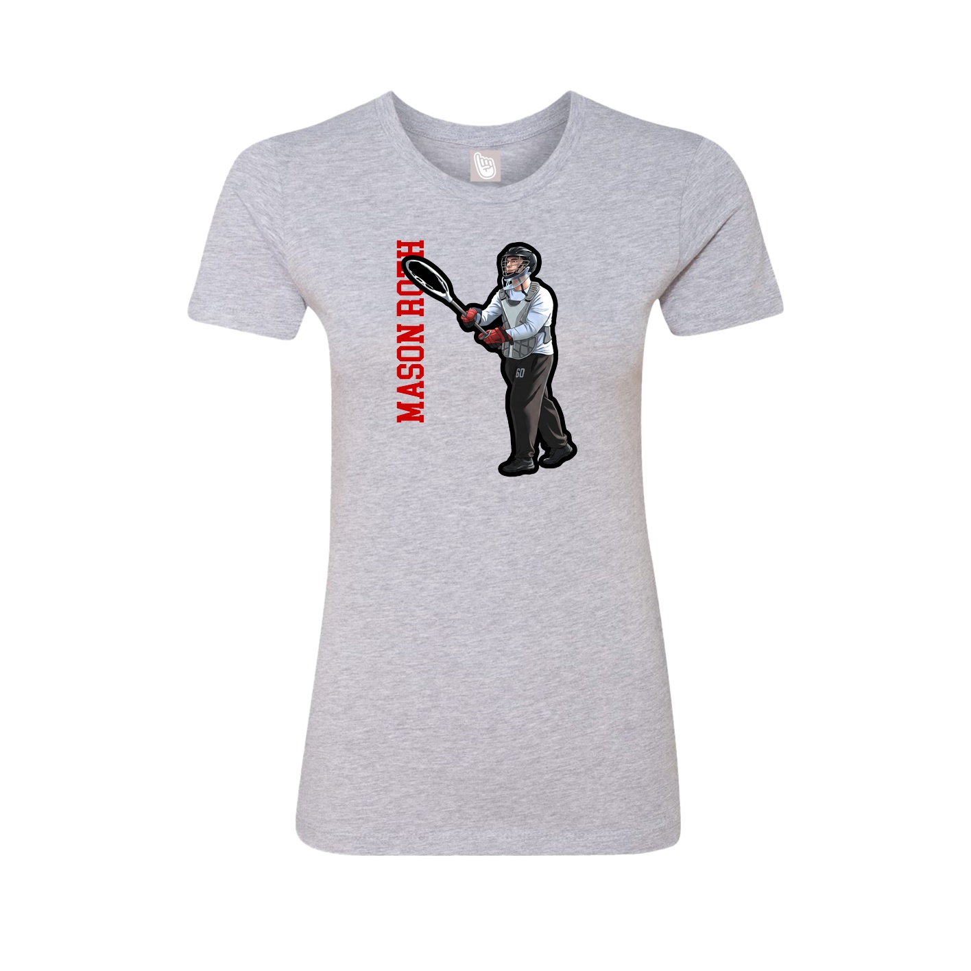 Fitted Women's Tee — Name Vertical in Grey