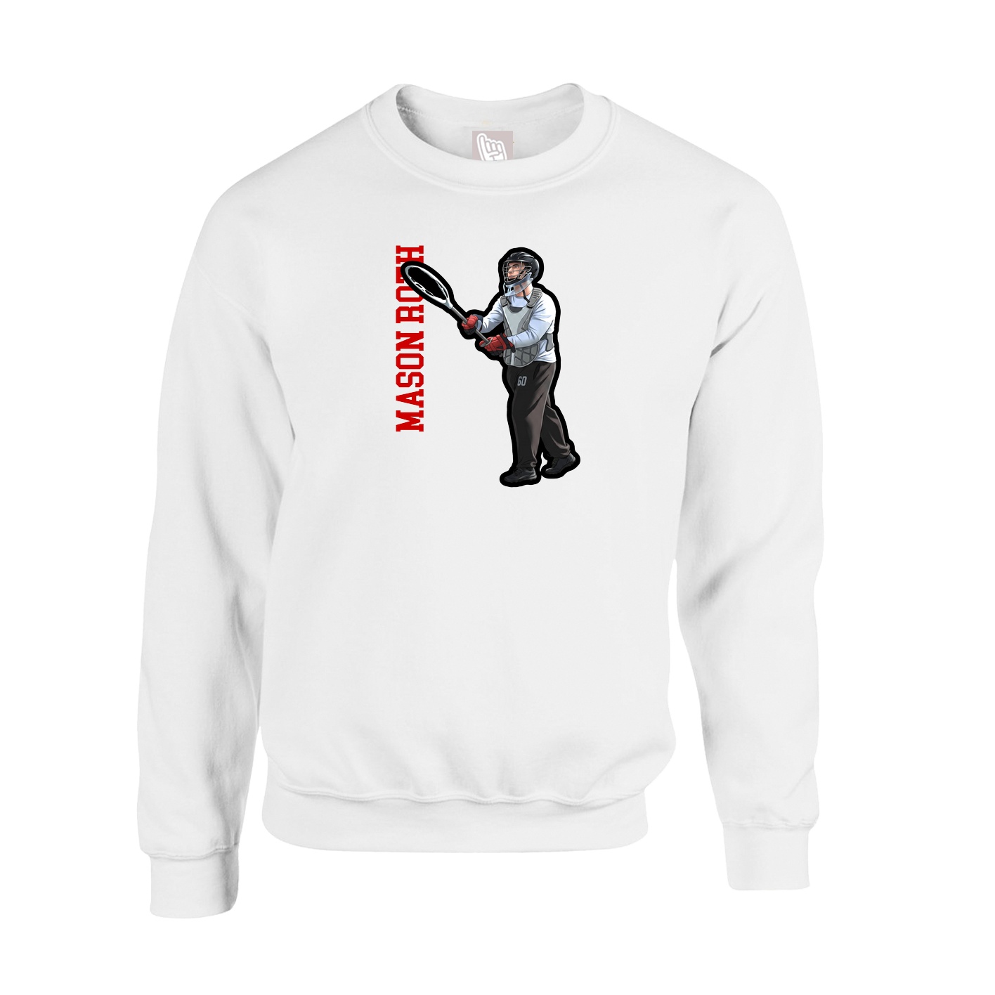 Fleece Crew — Name Vertical in White