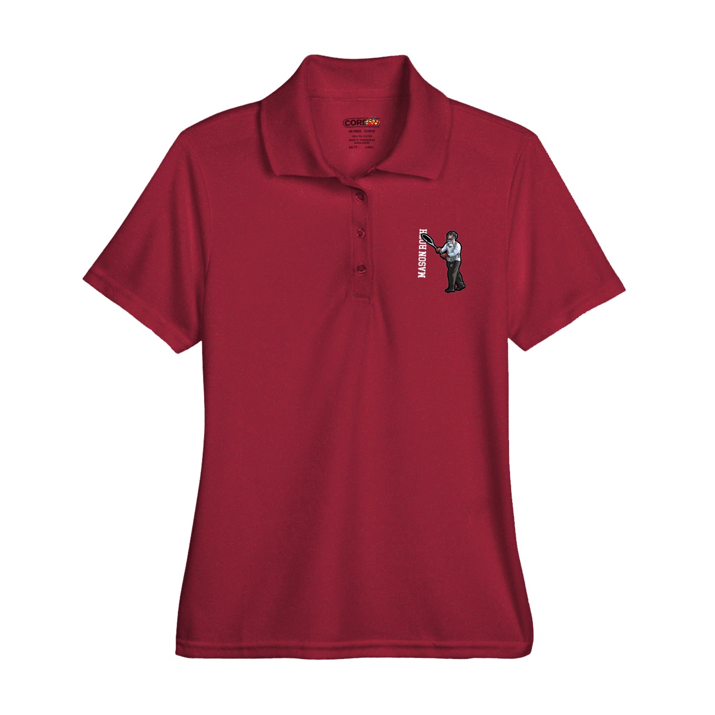 Womens Performance Polo — Name Vertical in Red