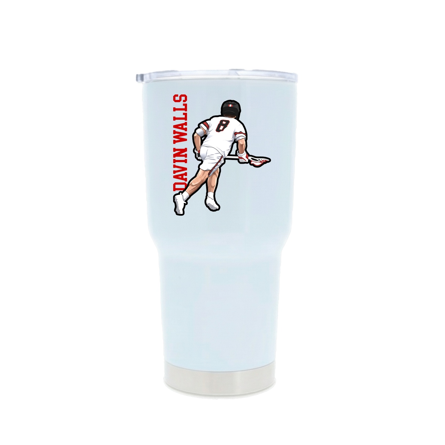 30oz Stainless Steel Tumbler — Name Vertical in White