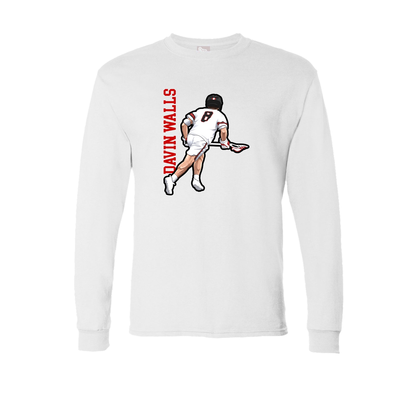 Long Sleeve Tee — Name Vertical in White