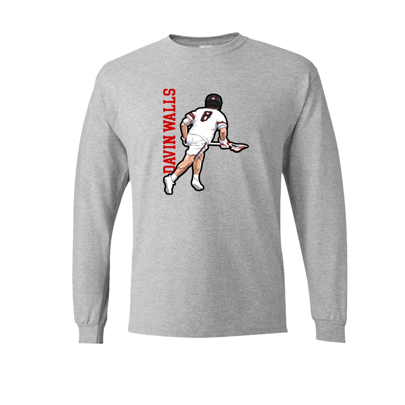 Long Sleeve Tee — Name Vertical in Grey