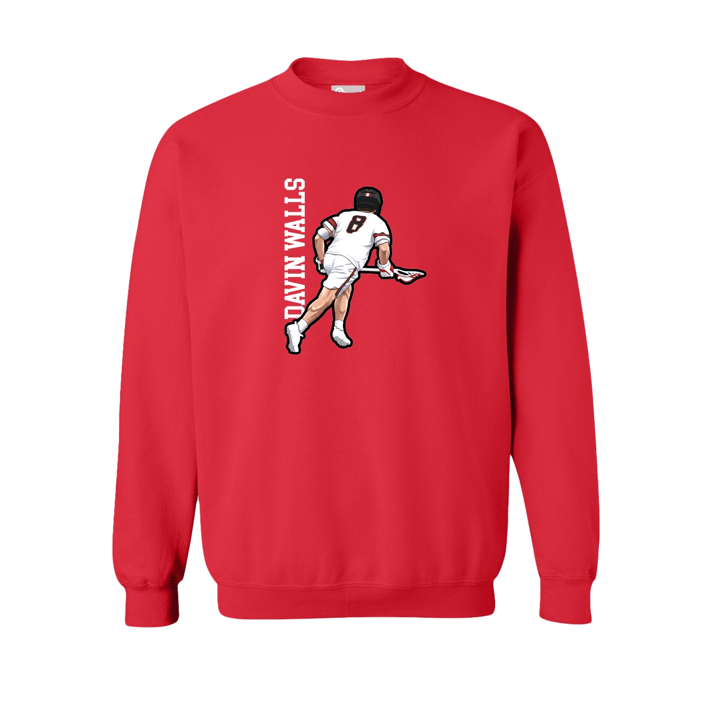 Fleece Crew — Name Vertical in Red