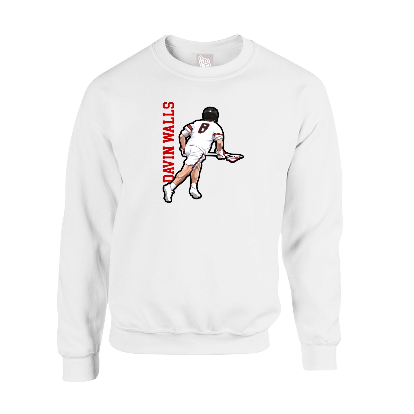 Fleece Crew — Name Vertical in White