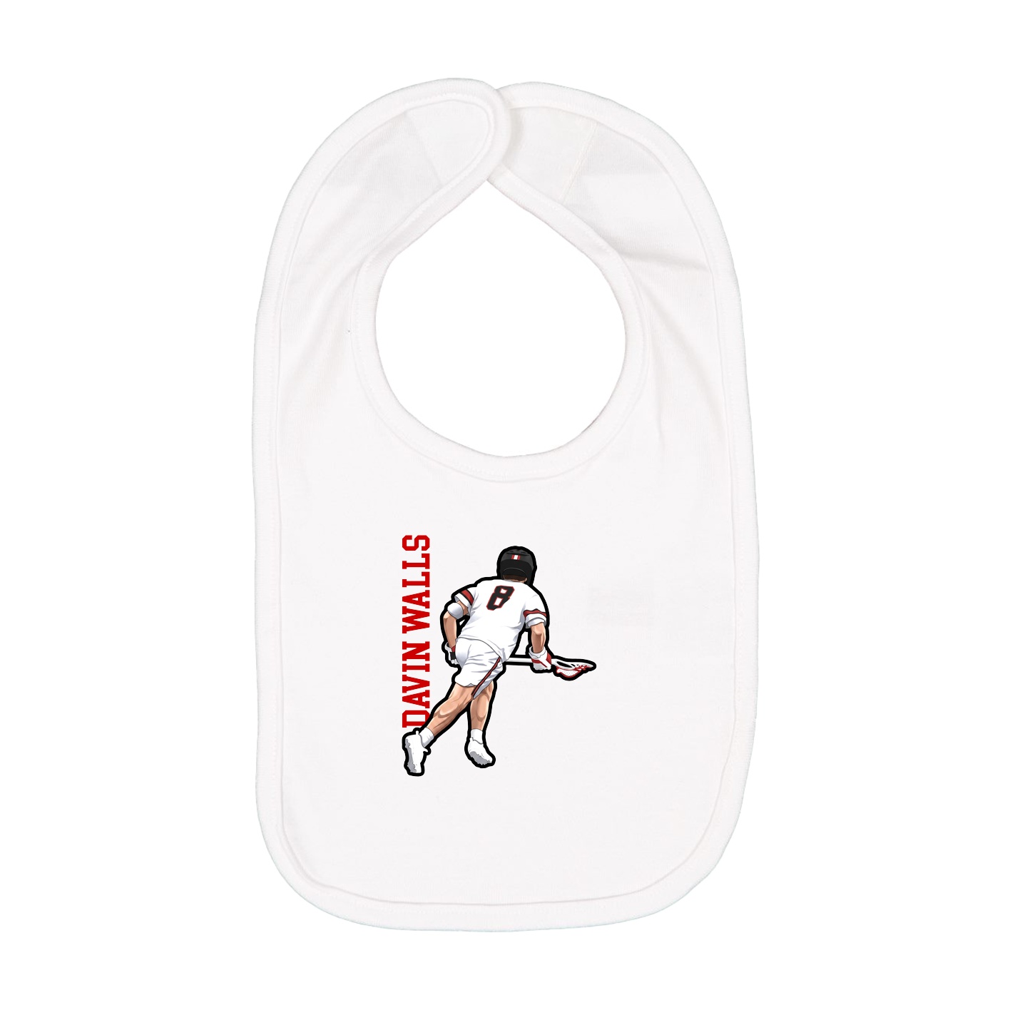 Infant Bib — Name Vertical in White