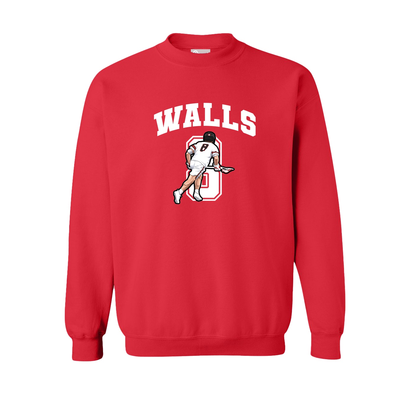 Fleece Crew — Number in Red