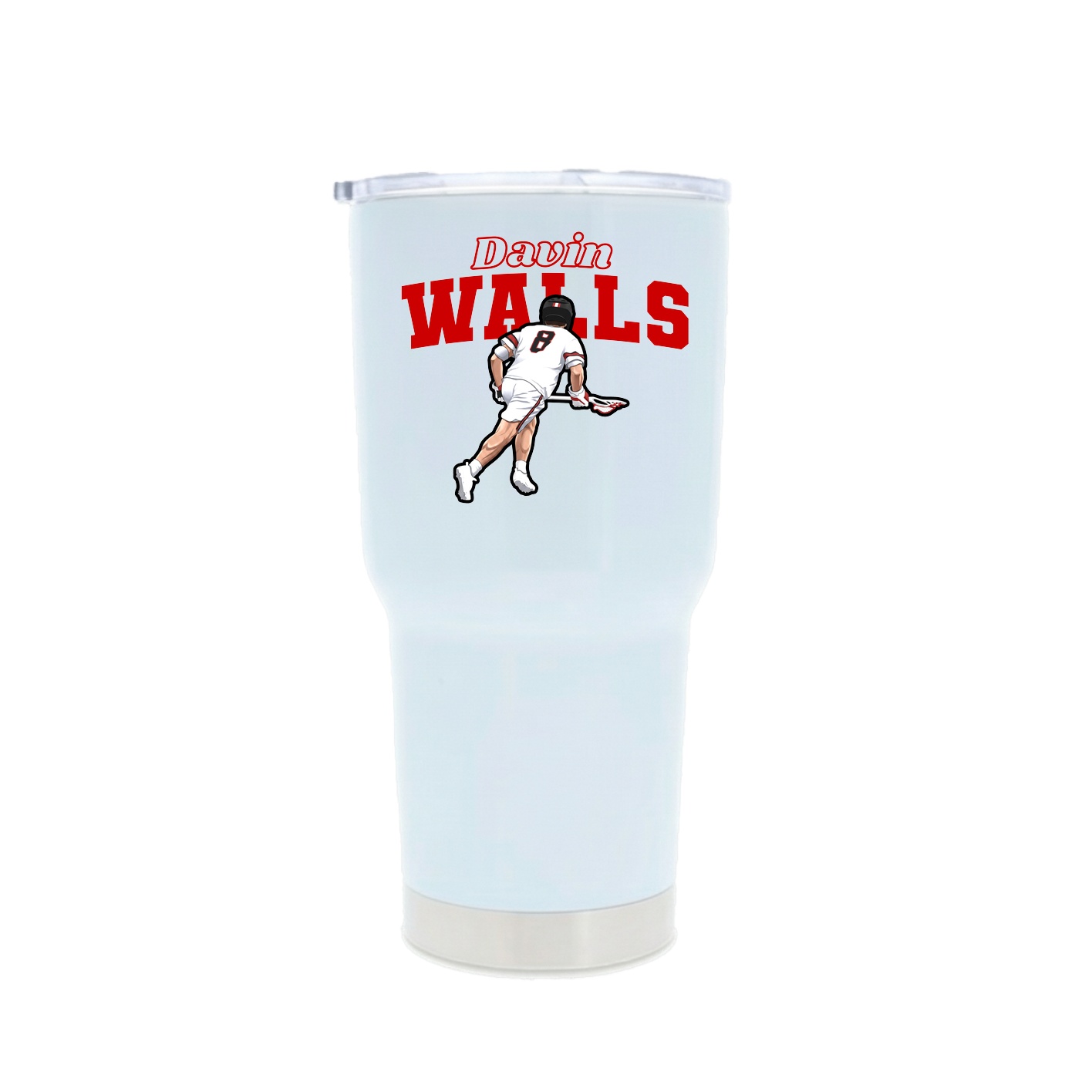 30oz Stainless Steel Tumbler — Name Arch in White