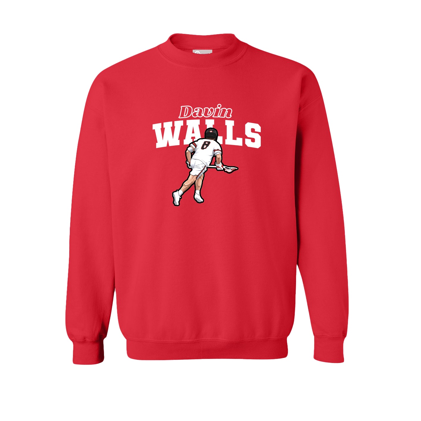 Fleece Crew — Name Arch in Red
