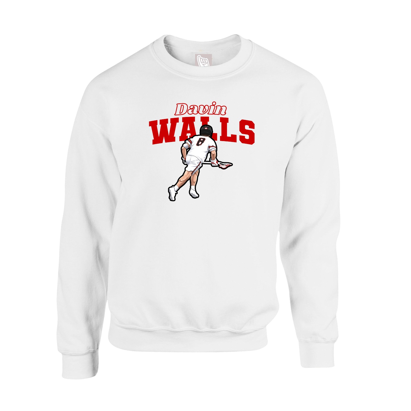 Fleece Crew — Name Arch in White