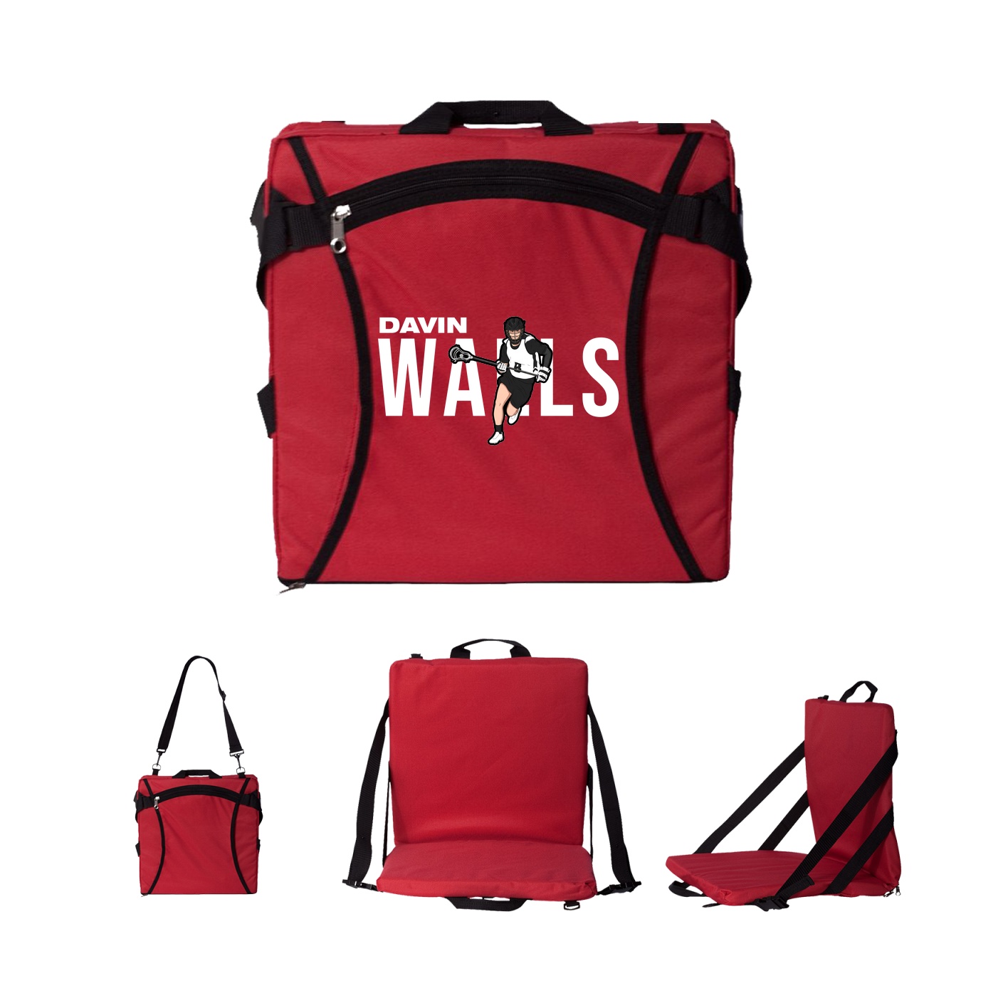 Folding Stadium Seat — Player Name in Red