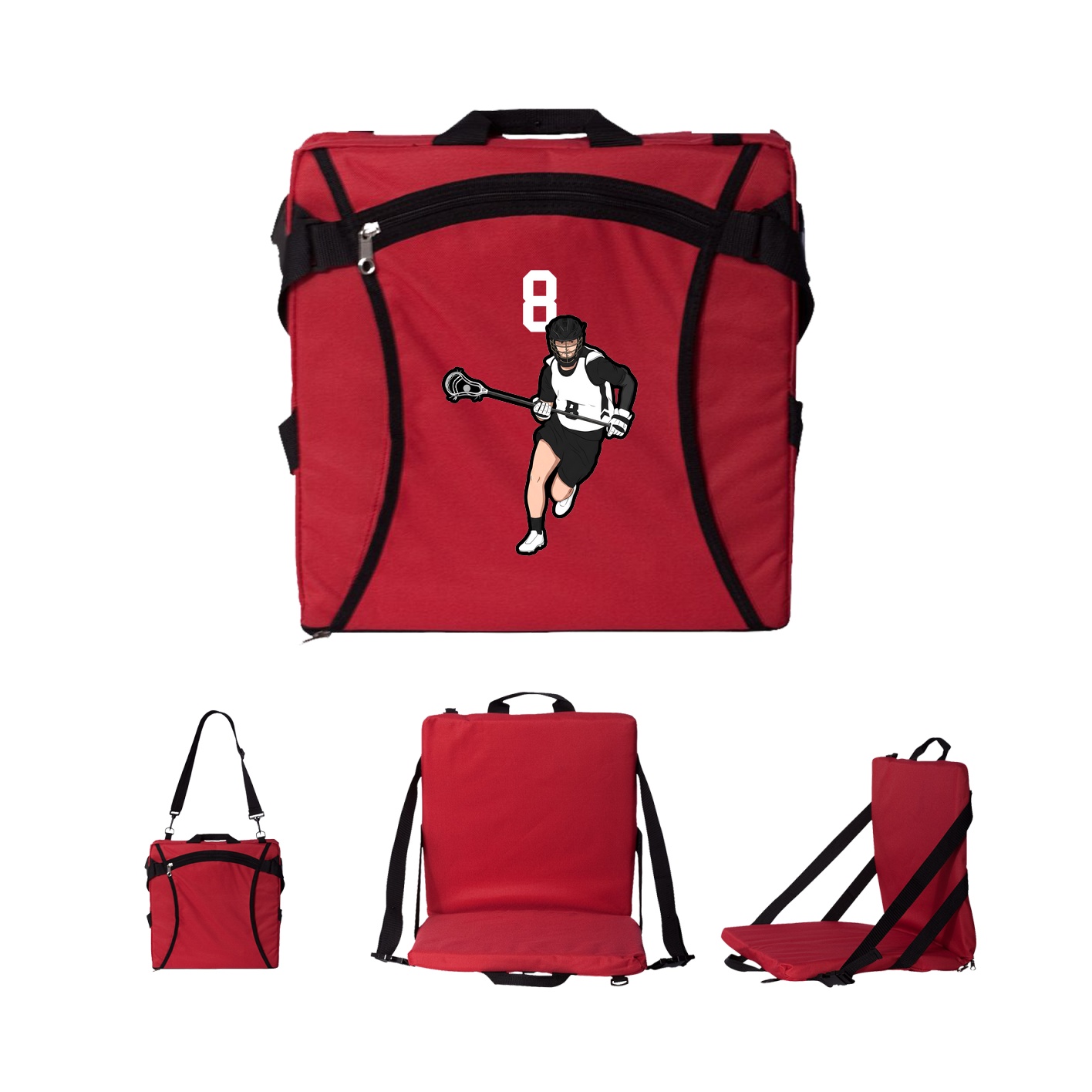 Folding Stadium Seat — Number Top in Red