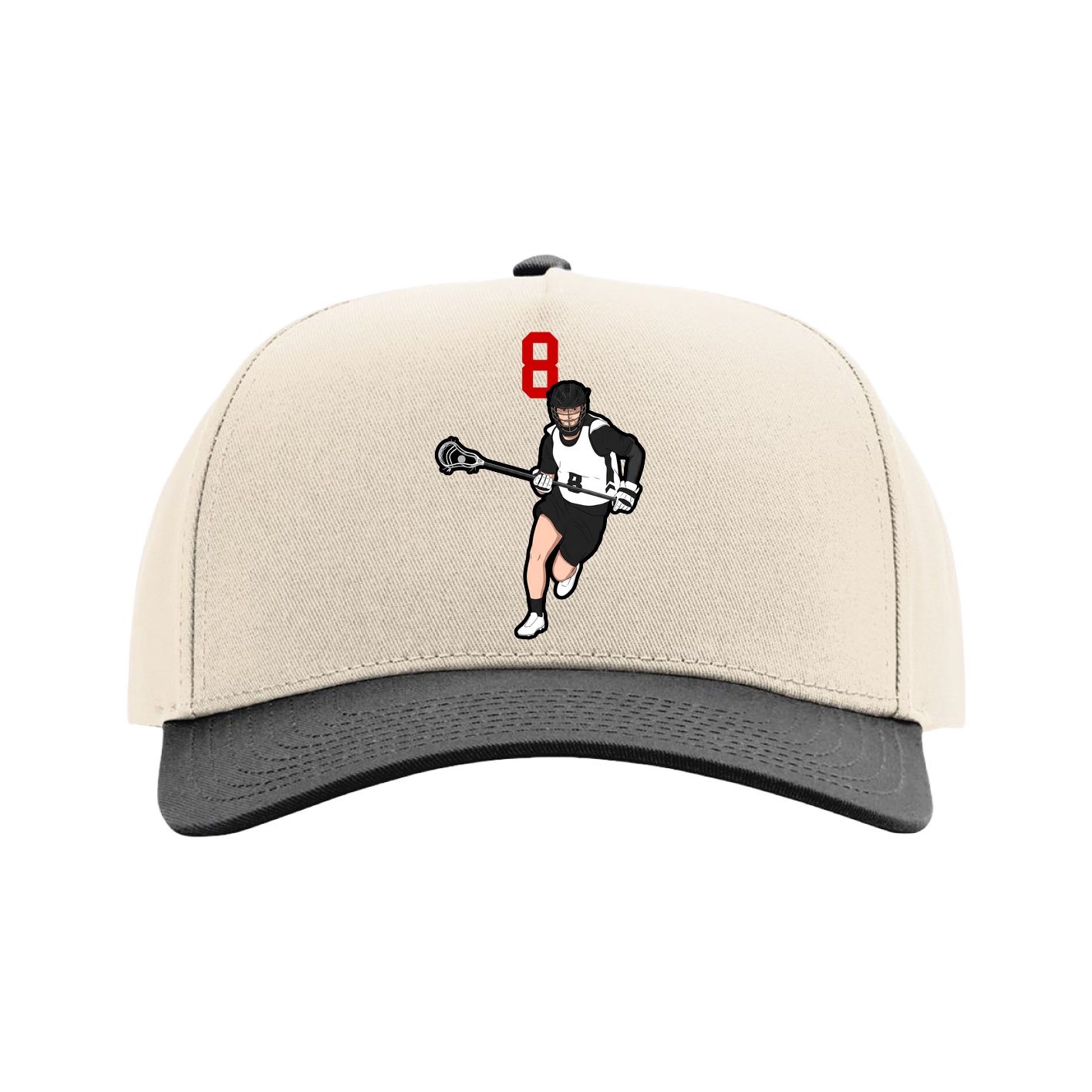 Full Fabric Five-Panel Champ Cap — Number Top in Cream/Black