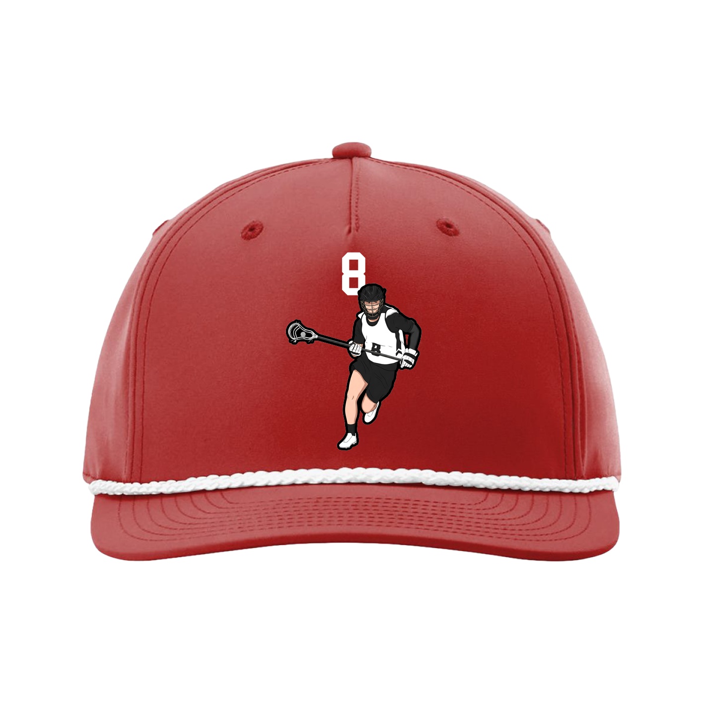 Five-Panel Classic Rope Cap — Number Top in Red