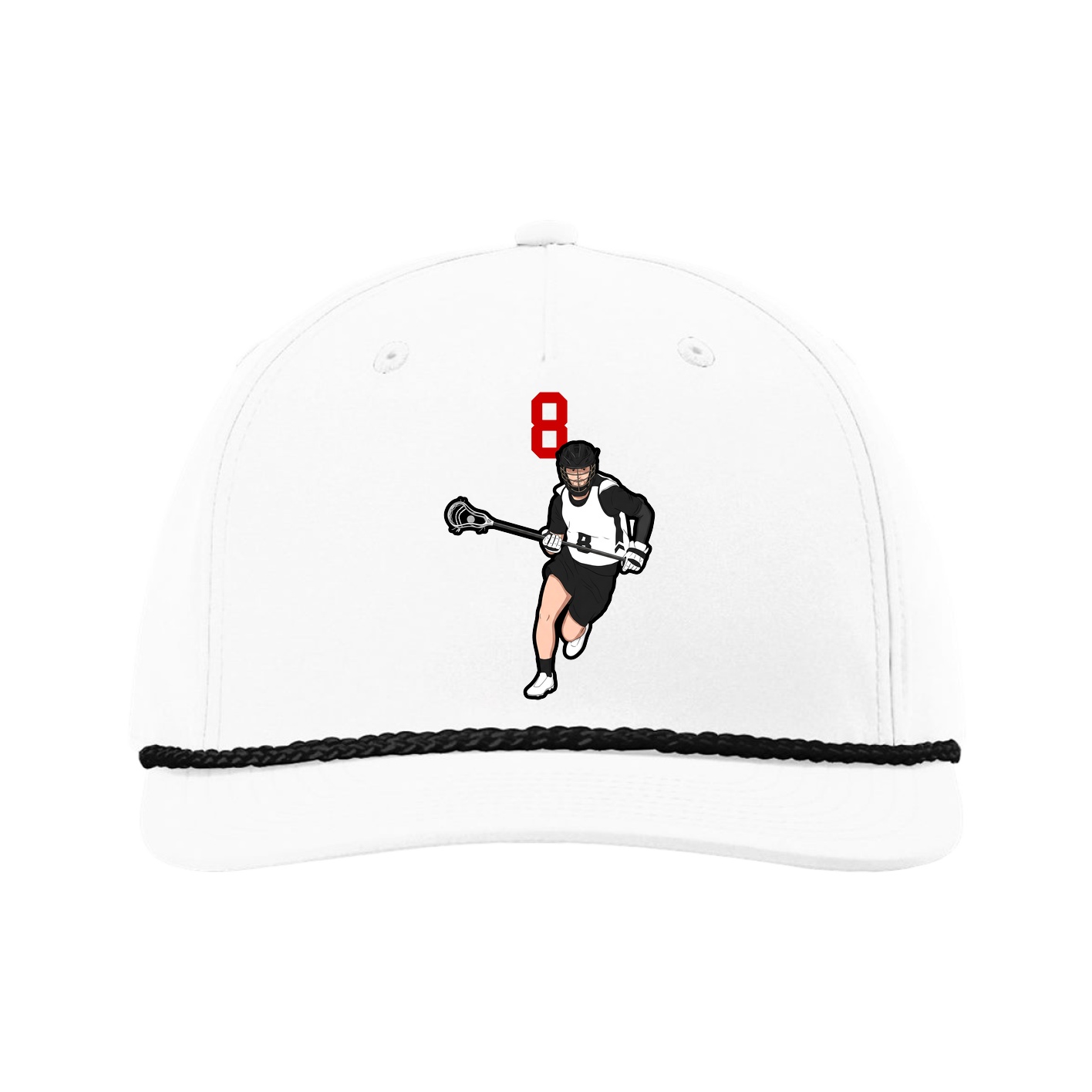 Five-Panel Classic Rope Cap — Number Top in White