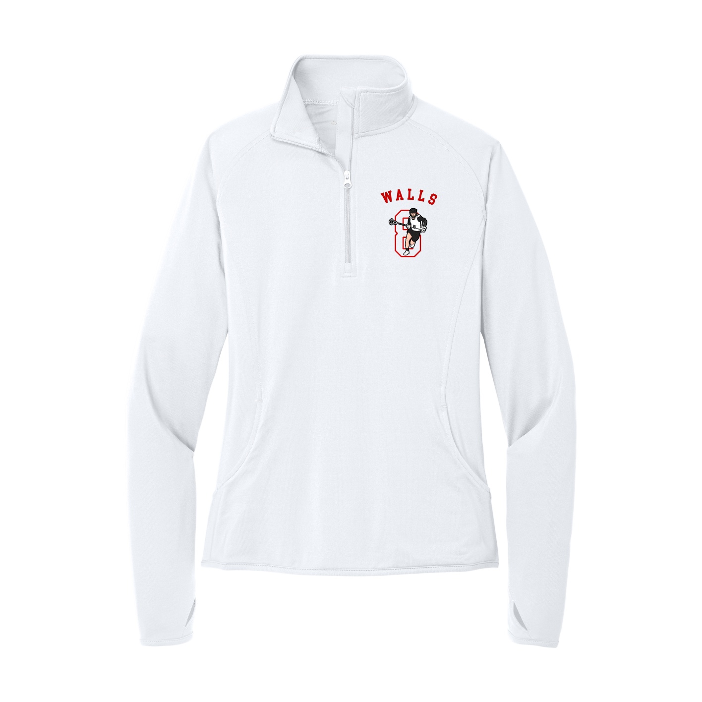 Women's Q-Zip Pullover — Shirsey Arch in White