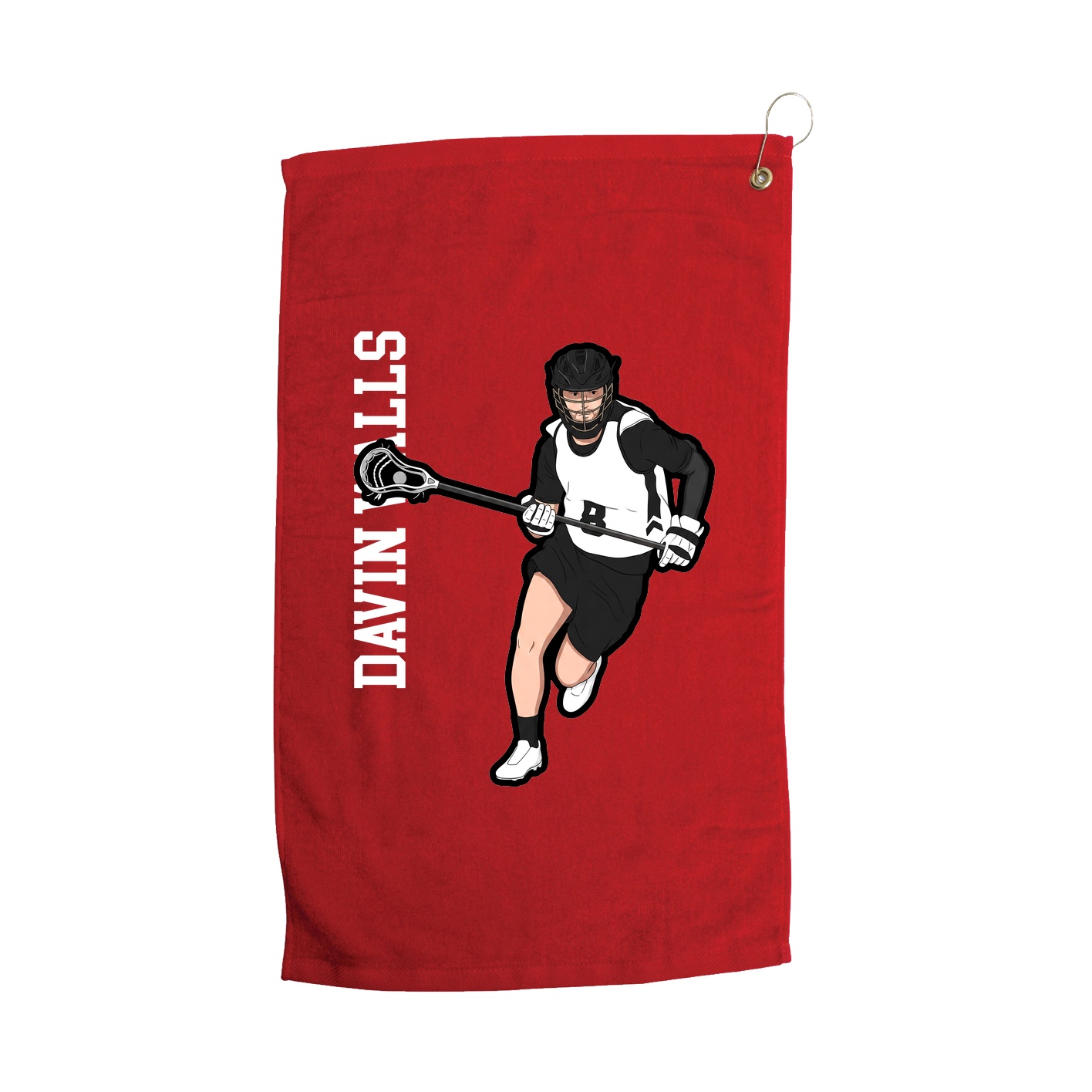 Golf Towel — Name Vertical in Red