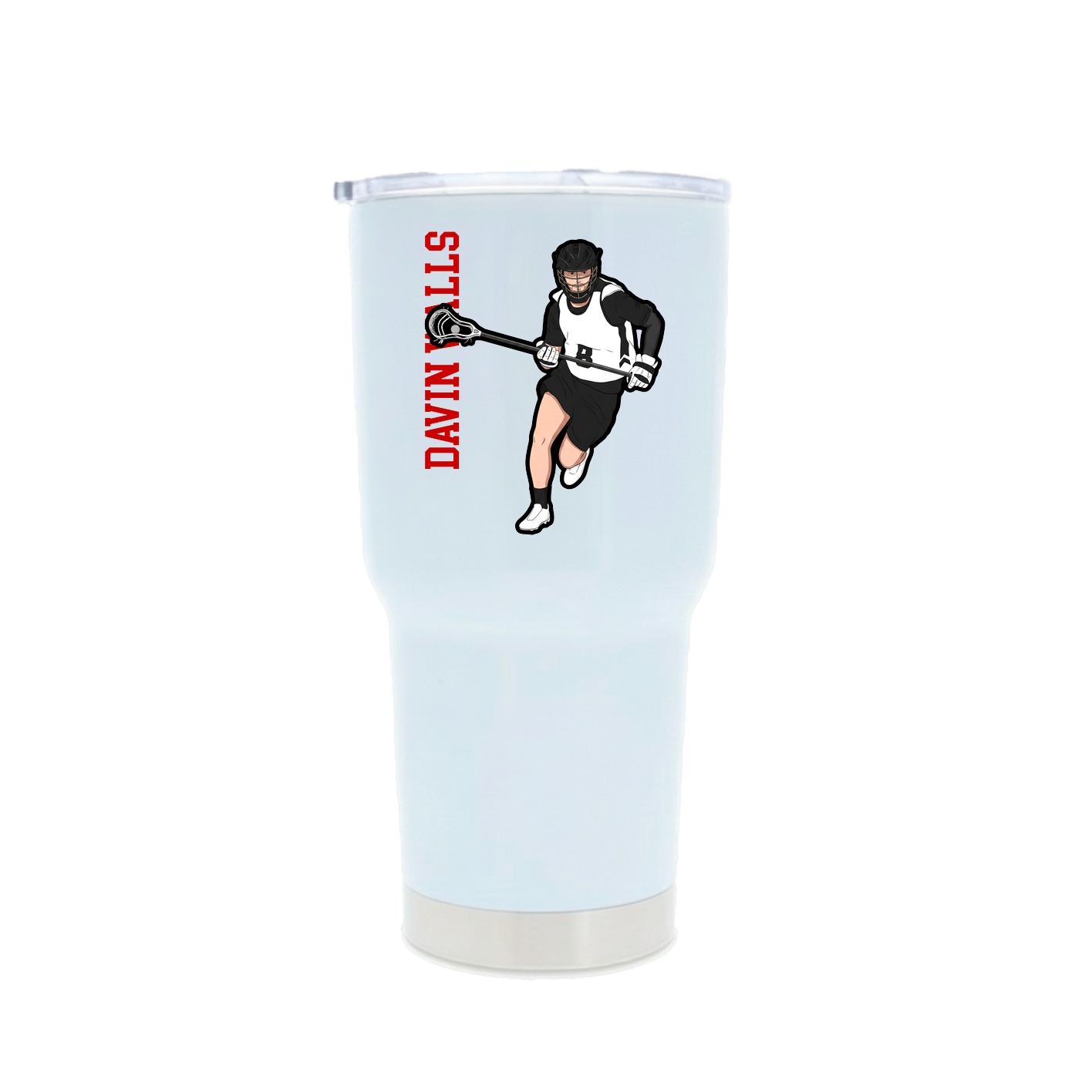 30oz Stainless Steel Tumbler — Name Vertical in White