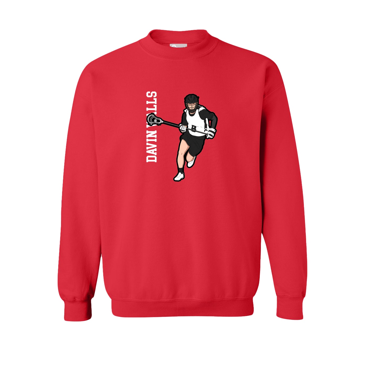 Fleece Crew — Name Vertical in Red