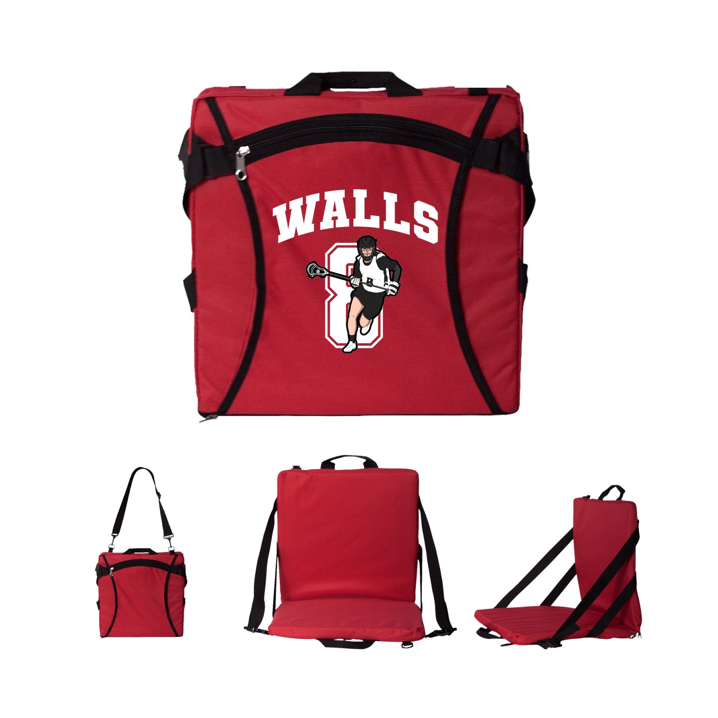 Folding Stadium Seat — Number in Red