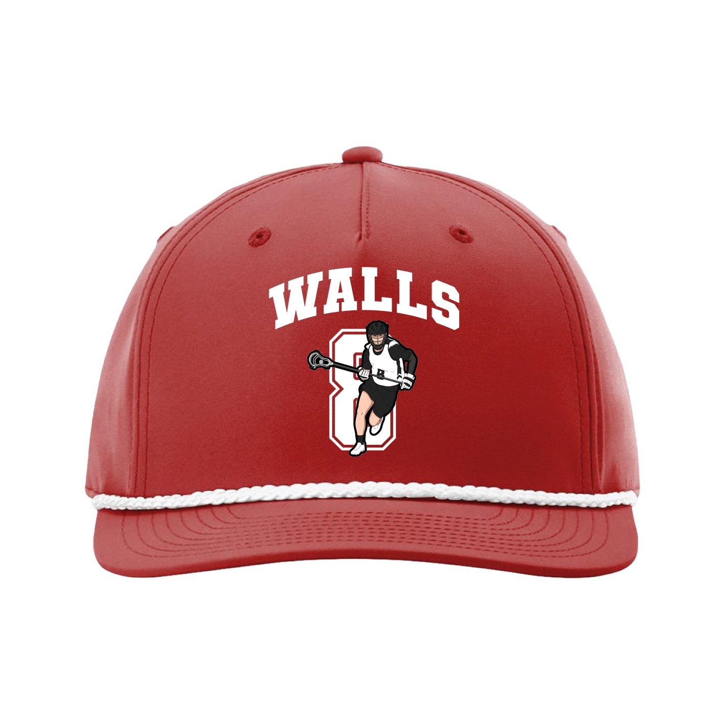 Five-Panel Classic Rope Cap — Number in Red