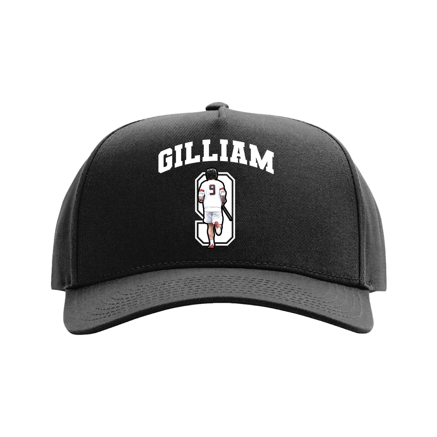 Full Fabric Five-Panel Champ Cap — Number in Black