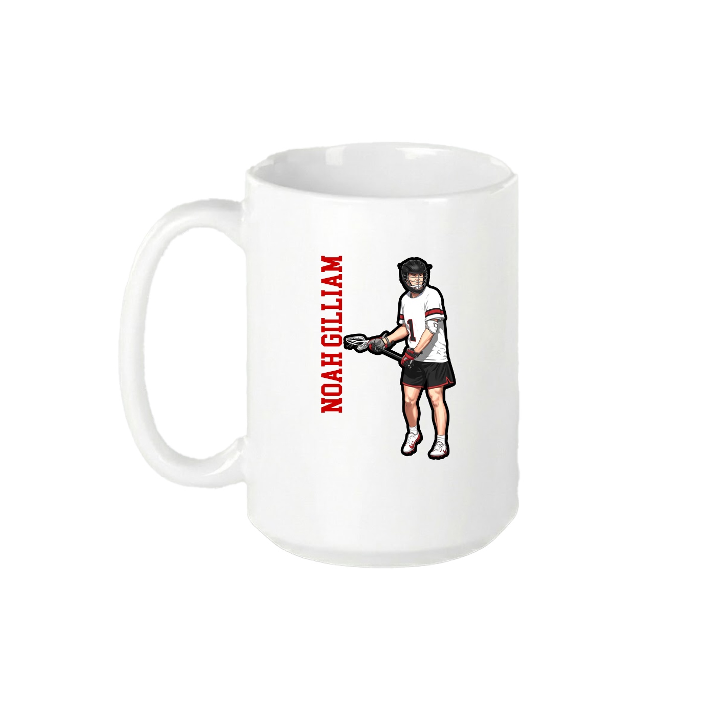15oz Coffee Mug — Name Vertical in White