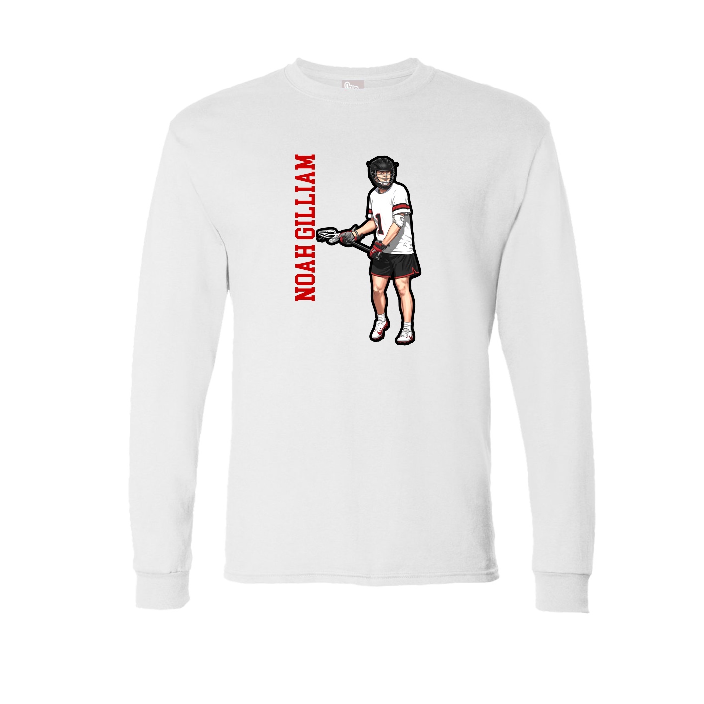 Long Sleeve Tee — Name Vertical in White