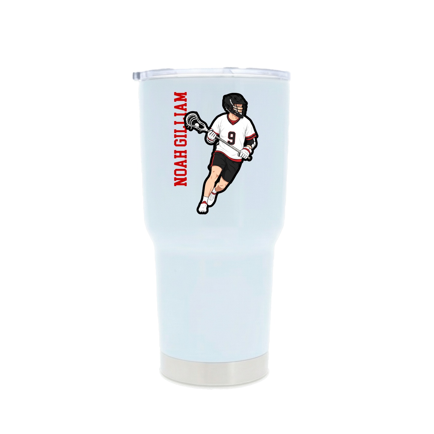 30oz Stainless Steel Tumbler — Name Vertical in White