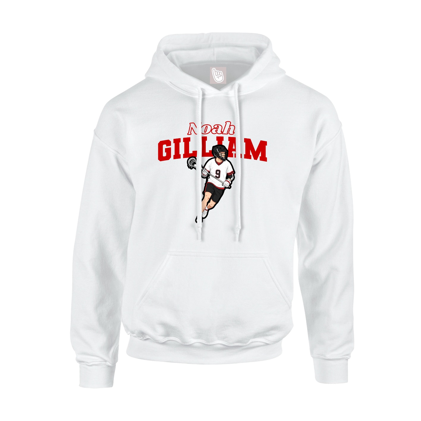 Youth Hoodie — Name Arch in White