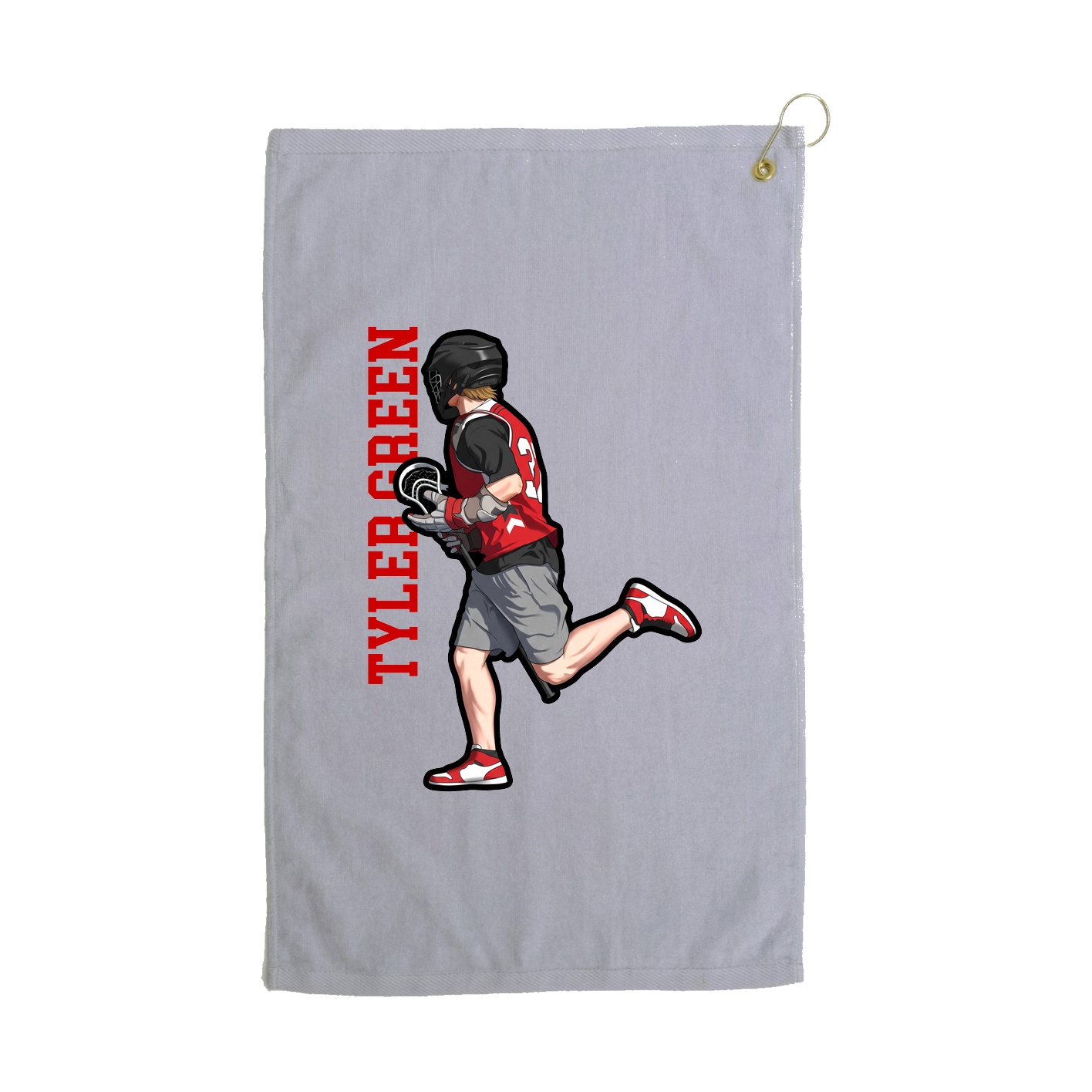 Golf Towel — Name Vertical in Grey