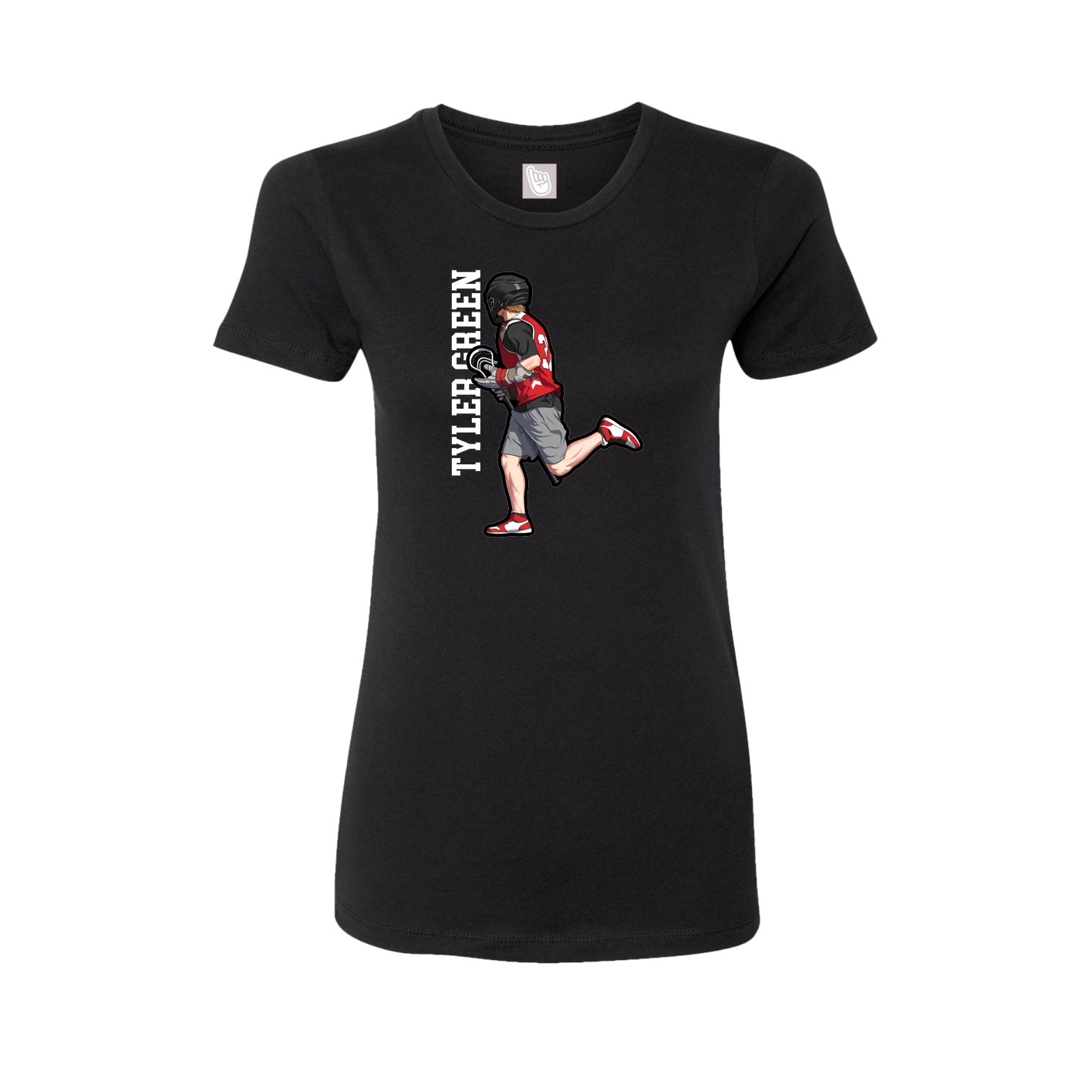 Fitted Women's Tee — Name Vertical in Black