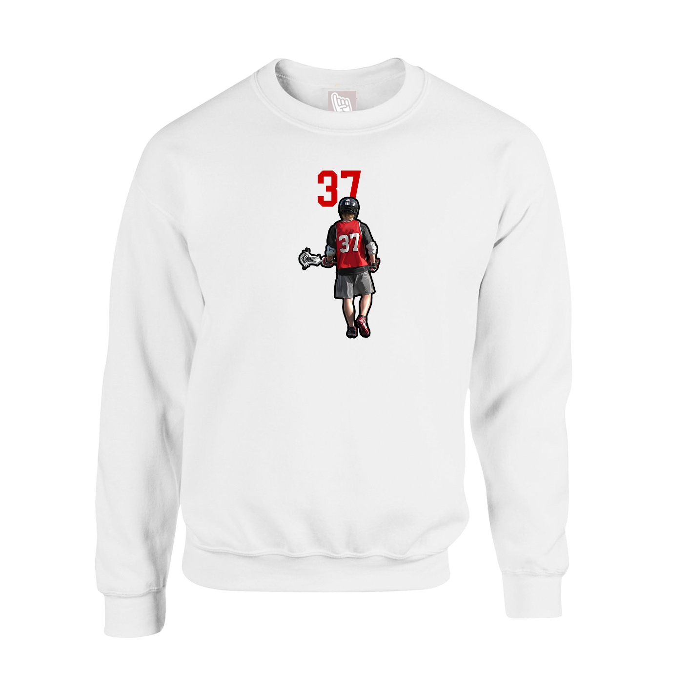 Fleece Crew — Number Top in White