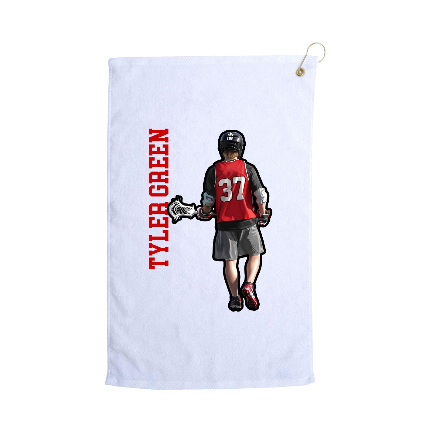 Golf Towel — Name Vertical in White