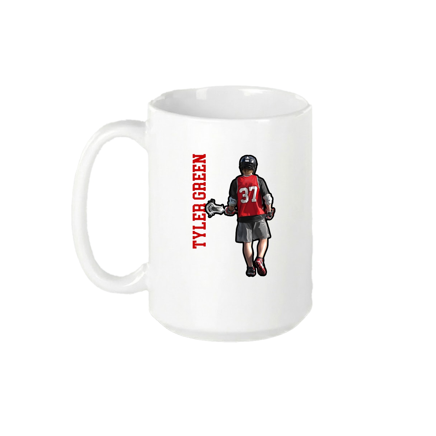 15oz Coffee Mug — Name Vertical in White