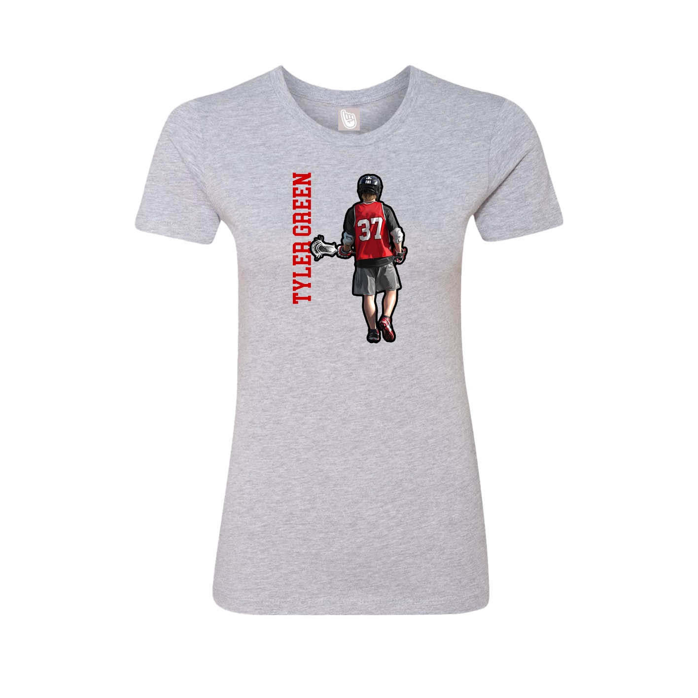 Fitted Women's Tee — Name Vertical in Grey