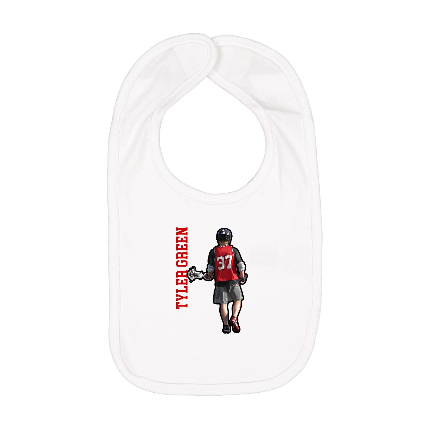Infant Bib — Name Vertical in White