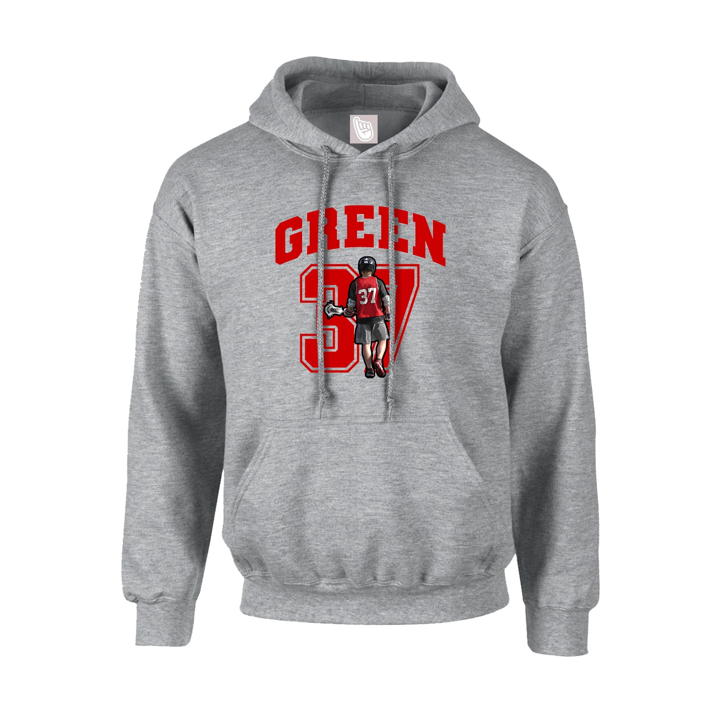 Youth Hoodie — Number in Grey