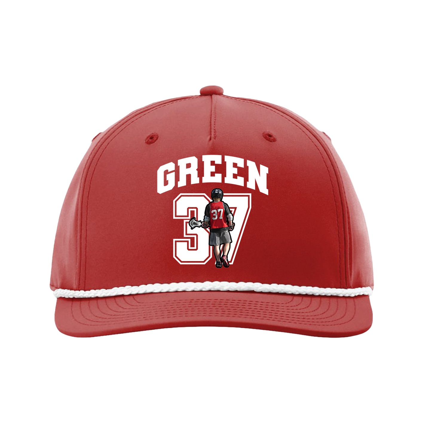 Five-Panel Classic Rope Cap — Number in Red
