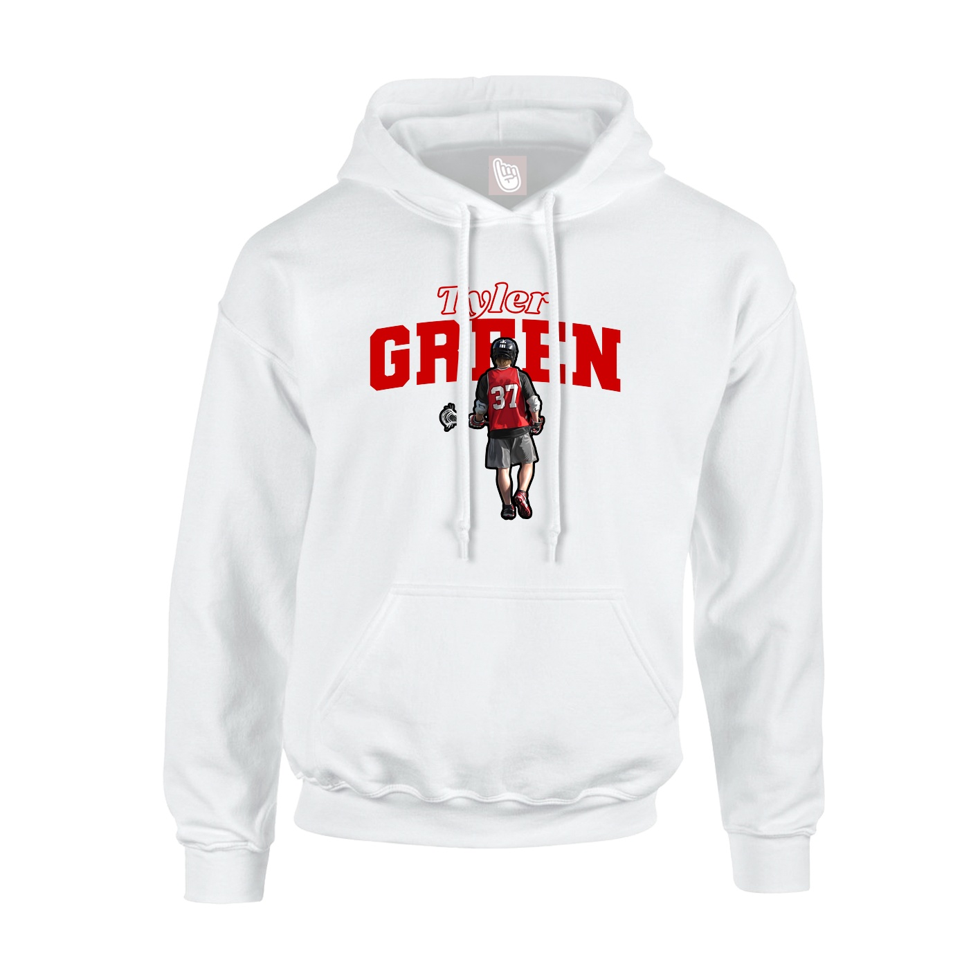 Youth Hoodie — Name Arch in White