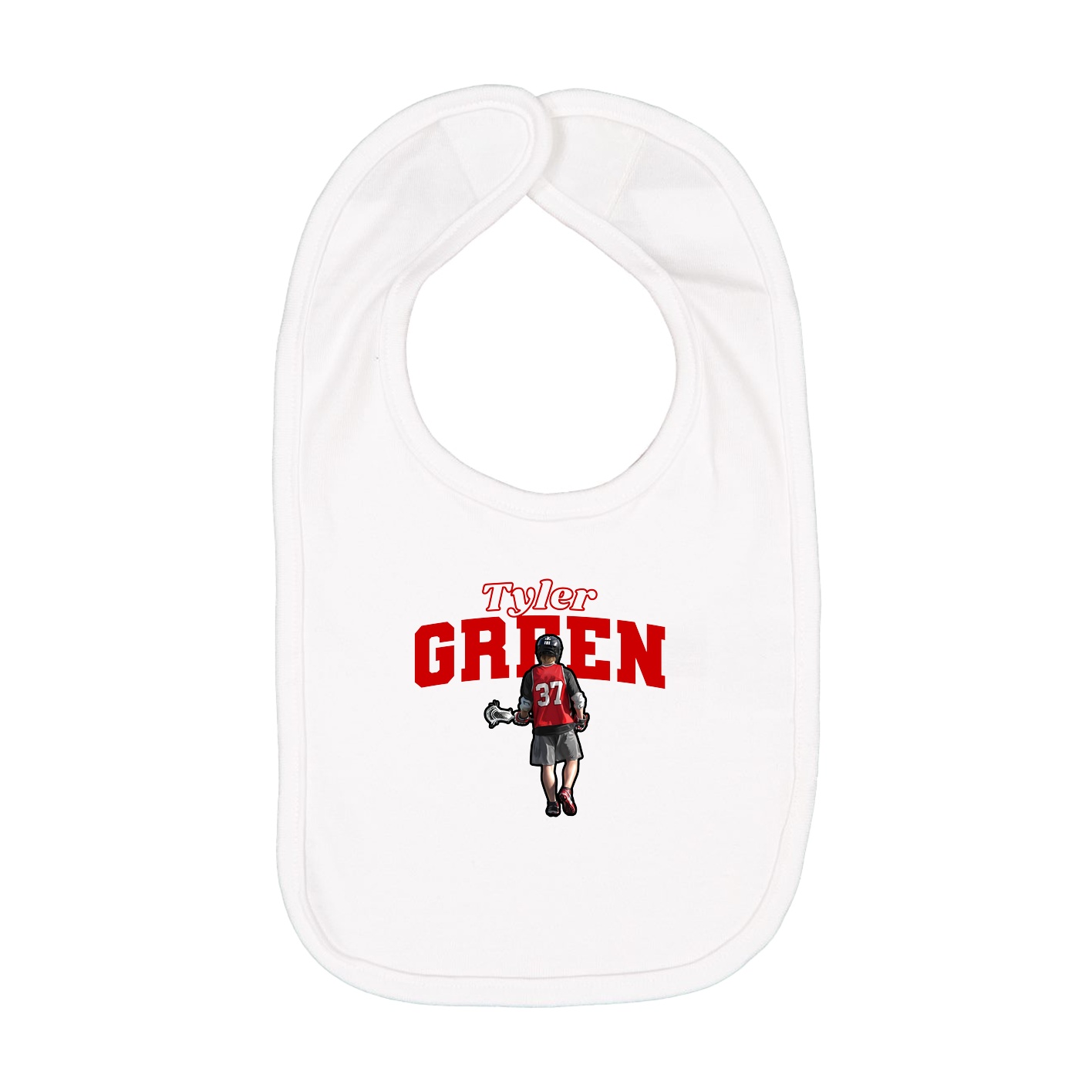 Infant Bib — Name Arch in White