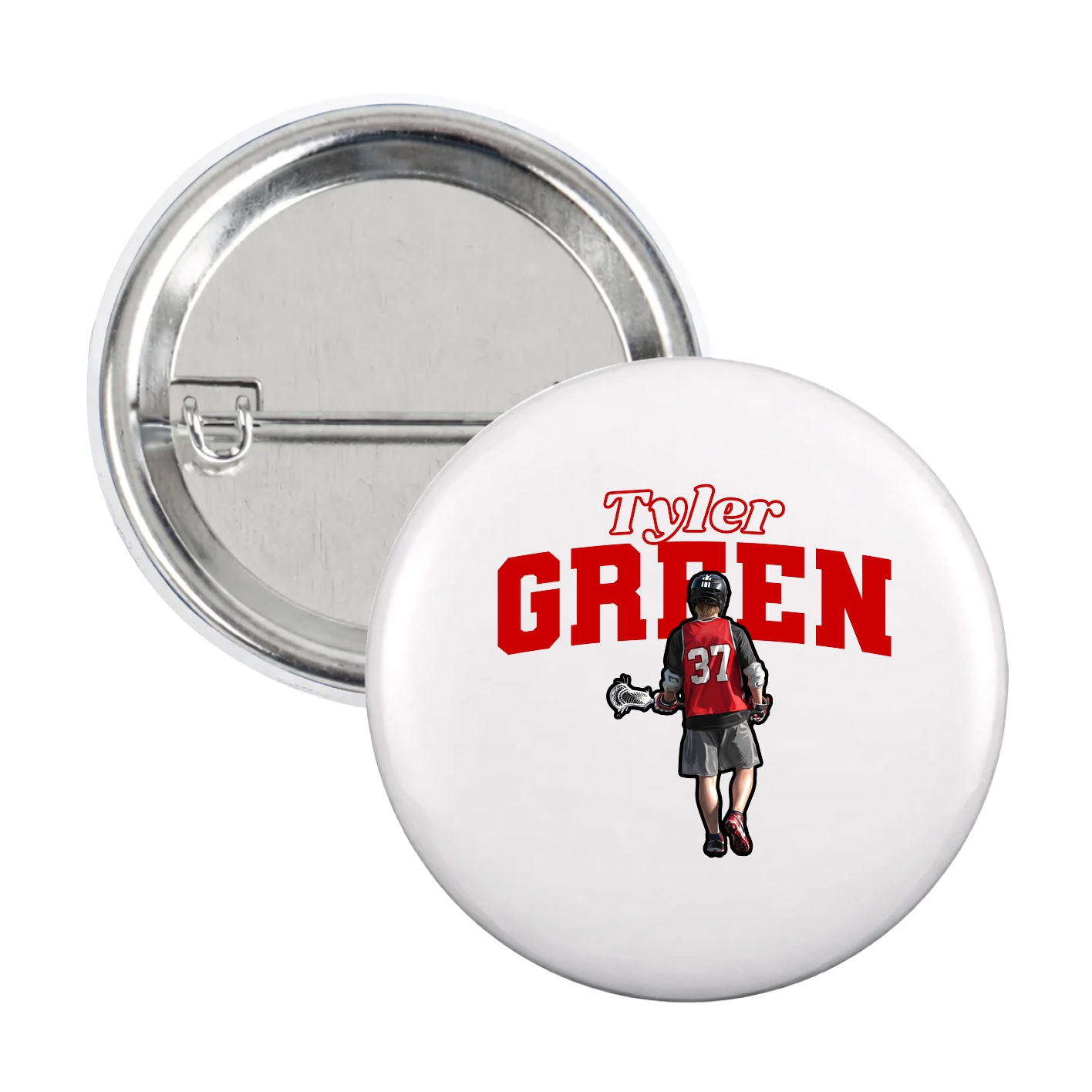 Game Day Button — Name Arch in White